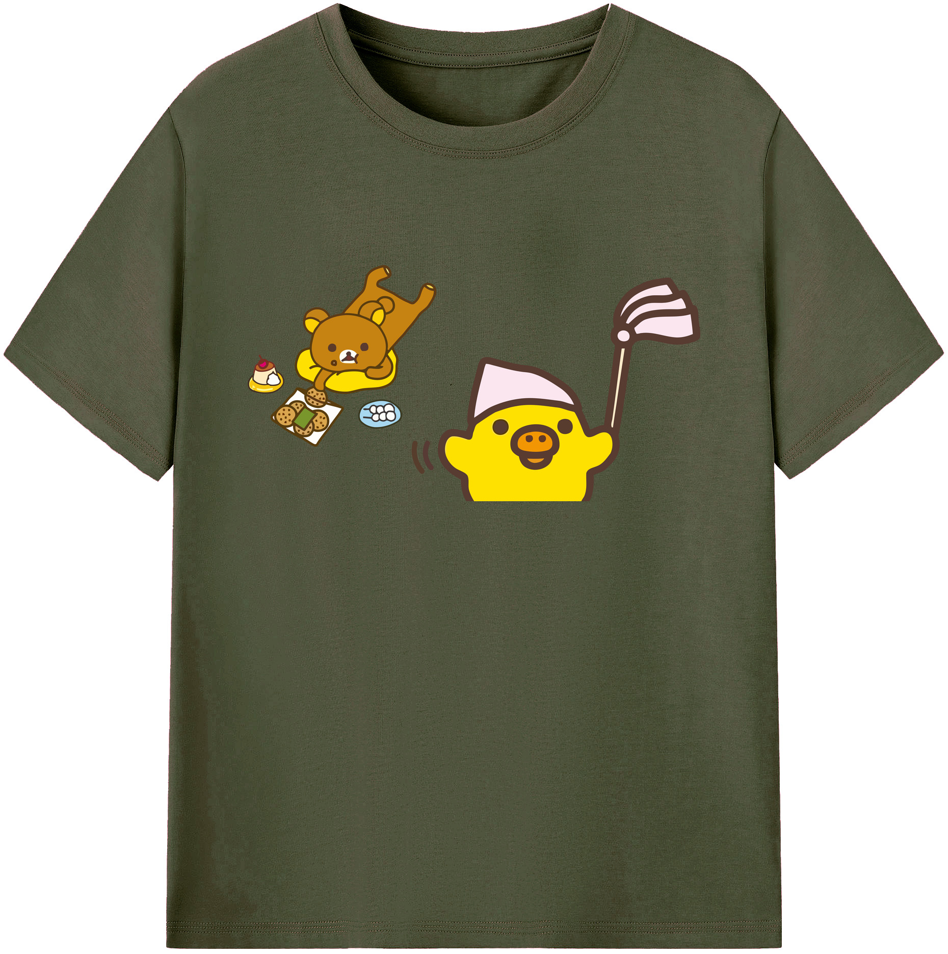 （画像用） リラックマ リラックマ キイロイトリ Rilakkuma Korilakkuma Kiiroitori 綿100％ メンズ半袖Tシャツ｜肌触りやわらか＆通気性